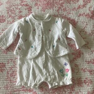 Nursery Rhyme Cotton Baby Romper and Jacket, 6-9 Months